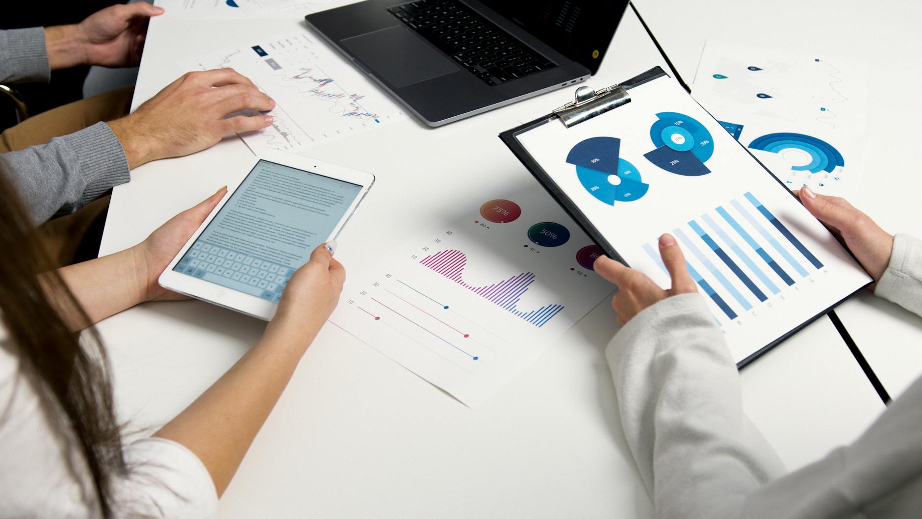 Professional team working on financial analytics and investment strategies